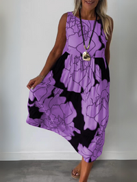 Sena - Sommer Blumenmuster Kleid – Lila