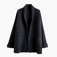 Damen Strickjacke mit V-Ausschnitt und Fronttaschen – Schwarz