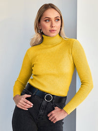 Klassischer Rollkragenpullover für Damen | Lässig – Gelb