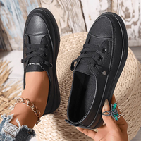 Christa | Damen Sneaker Minimalistisch Schnürung Clean Modern Urban – Schwarz