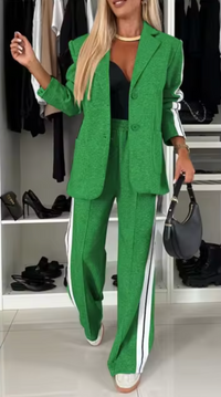 Heidi-Mode | Eleganter Baumwoll-Blazer-Und-Hosen-Set – Grün
