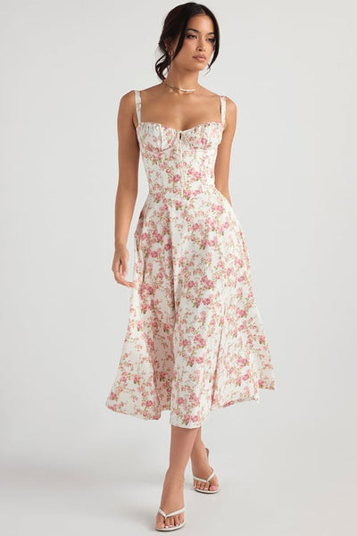 Bustier-Sommerkleid mit Carmen-Print
