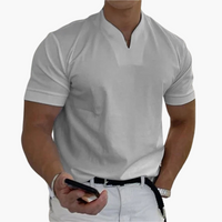 Slim Fit Shirt für Herren – Kurzarm mit V-Ausschnitt Style – Hellgrau