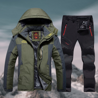Herren Set | Zweiteilige Jacke Hose geschlossene Form Details – Olivgrün