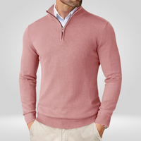 Herren Pullover | Reißverschlusskragen schmale Linienführung – Rosa