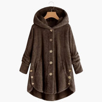 Damen jacke mit Kapuze und Knopfverschluss – Braun