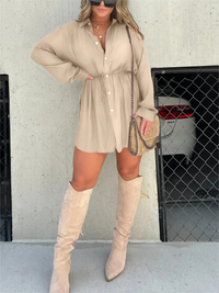 Amelie | Chic Satin Jumpsuit Dress – Aprikose