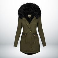 Zynro™ - Entspannte Mittellange Winterjacke mit Kapuze und Weichem Kragen – Grün