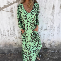 Denise | Leo-Muster-Kleid – Neon Grün