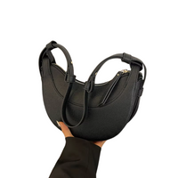 Halbmondförmige Umhängetasche für Damen | Elegant – Schwarz