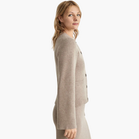 Damen Strickjacke mit Knöpfen und Rundhalsausschnitt – Dunkelgrau