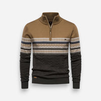 Half Zip Pullover Sweater mit Retro-Muster für Herren – Khaki