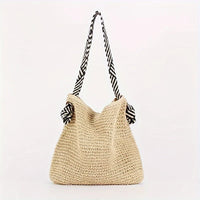 SHALEEN - GEFLOCHTENE TASCHE MIT STOFFHENKELN – Beige