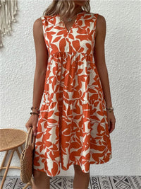 Sorene | Elegantes Fließendes Kleid mit Blumenmuster – Orange