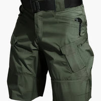 Herren-Funktionsshorts mit Taschen und Gürtel – Oliv