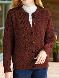 ELEGANTER KABELSTRICK-CARDIGAN | STILVOLL, KOMFORTABEL, VIELSEITIG – Marron