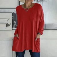 Margot | Tunika-Länge Seitentaschen Top – Rot
