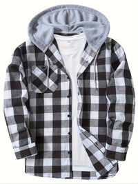 Florian | Kariertes Hoodie-Hemd – Weiß