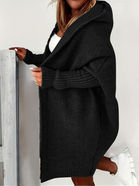 Leycira | Schwarzer Kapuzenstrickjacke – Schwarz