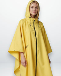 Wasserdichter Leicht-Regenponcho mit Kapuze – Gelb