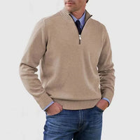 Ben | Modischer Warmer Pullover Mit Halbem Reißverschluss – Aprikose