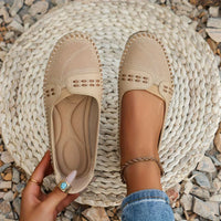 Sommerliche Halbschuhe für Damen - Atmungsaktive Mokassins mit Fußbett – Beige