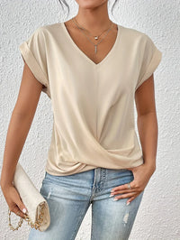 CLEO - LÄSSIGES T-SHIRT MIT SWEETHEART-AUSSCHNITT – Beige