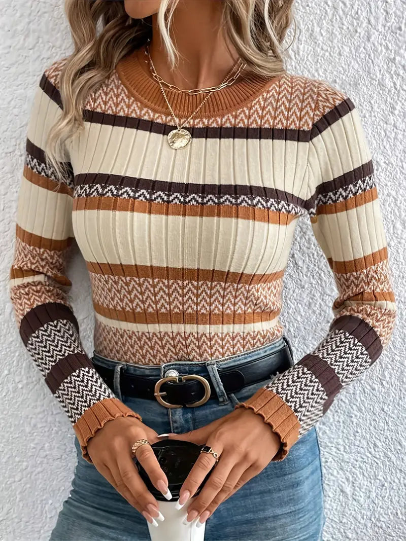 Clirea | Klassischer gestreifter Strickpullover in leuchtenden Farben