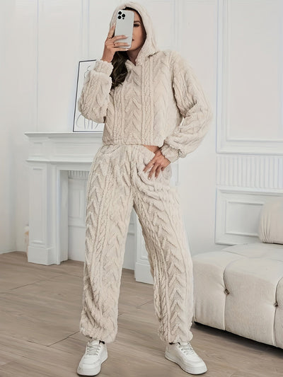 Leythia | Damen Elegantes Langarm-Fleece Hoodie Set