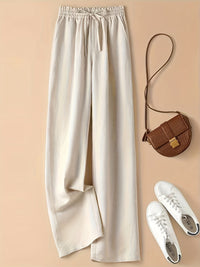 Paula | Leinenhose mit hohem Bund und Leichtigkeit – Beige