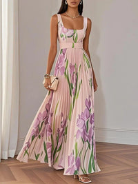 Sophie™ | Luxuriöses plissiertes Maxikleid mit Blumenmuster – Rosa