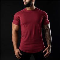 Herren Schlanke Passform Einfach T-Shirt – Bordeaux