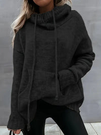 Natala - Strickpullover Mit Kängurutasche – Schwarz
