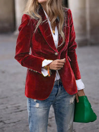 Blazer für Damen - Elegante Leinen-Sommerjacke – Rot