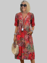Marisse - Soft-Touch-Midikleid mit Blumenprint – Scharlachrot