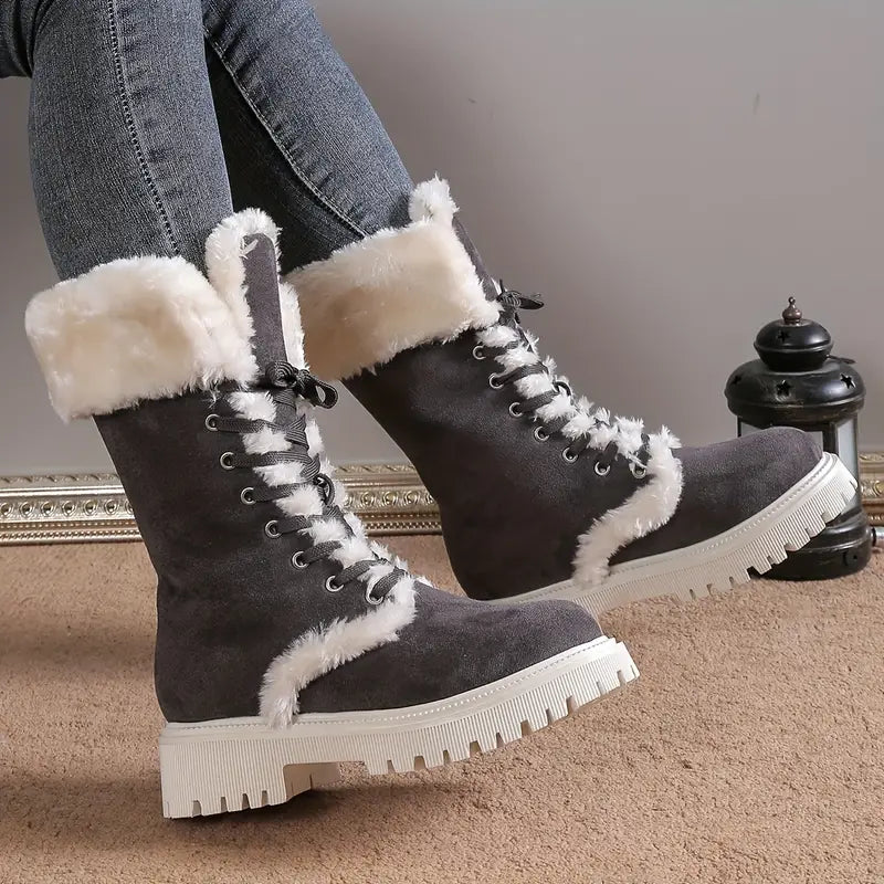 Reivina | Schwarze Orthopädische Schneestiefel mit Fleecefutter