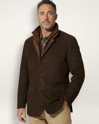 Jacke für Herren mit Reißverschluss-Stehkragen im Blazer-Stil – Braun