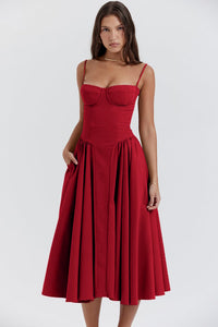 Rieke | Strukturiertes Maxikleid mit Frische-Effekt – Rot