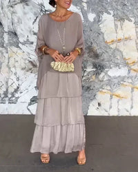 Lydia | Fabelhaftes Bauchbedeckendes Kleid – Grau