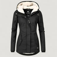 Elva | Warme Damenjacke mit Kapuze – Schwarz