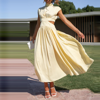 June | Damen Lang Elegantes Maxikleid – Gelb