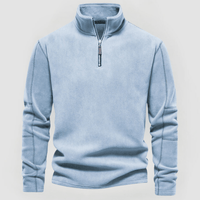 NORBERT - FLEECE-PULLOVER MIT VIERTELREISSVERSCHLUSS – Blau