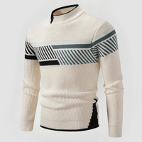 MAIK - ENG ANLIEGENDER STRICKPULLOVER – Beige Linie