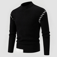 EBERHARD - PULLOVER ENG ANLIEGEND AUS RIPPGESTRICK – Schwarz