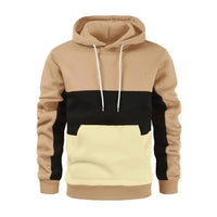 Teri | Herren Freizeit Fleece Patchwork Hoodie – Beige-Schwarz