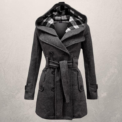 Lehmann Modehaus | Damen Kaschmirmantel mit Kapuze und Gürtel