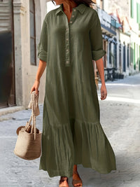 Klara | Elegantes Sommerkleid – Legergrün