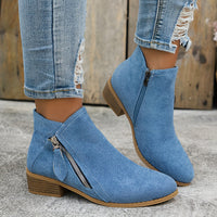 VINA – Orthopädische Lederstiefeletten Mit Reißverschluss – Blau