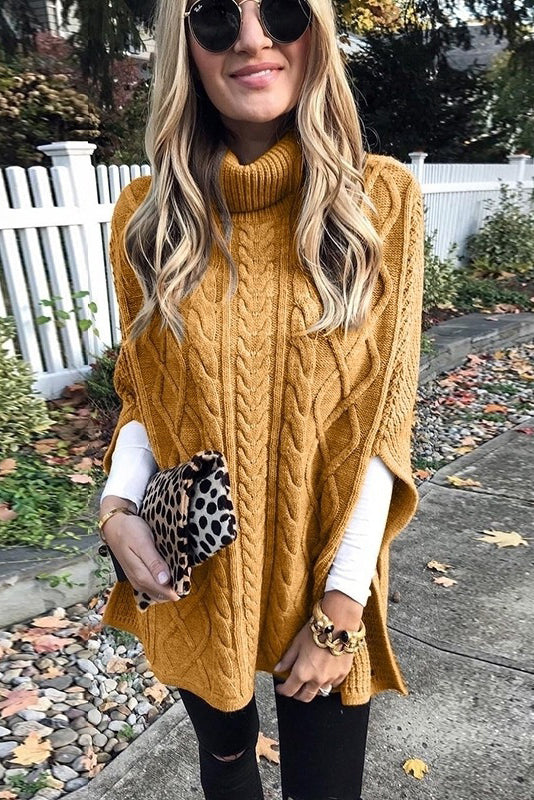 Lasilira | Khaki Cape-Pullover mit Hohem Kragen