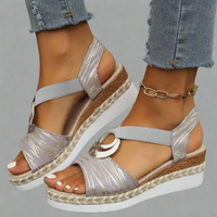 Dahlia | Handgefertigte Wedge-Sandalen aus Premium-Material – Grau